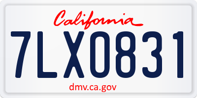 CA license plate 7LXO831