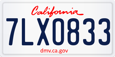 CA license plate 7LXO833