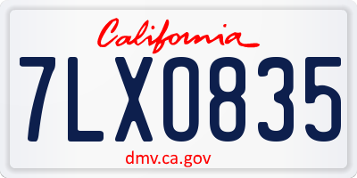 CA license plate 7LXO835