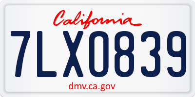 CA license plate 7LXO839