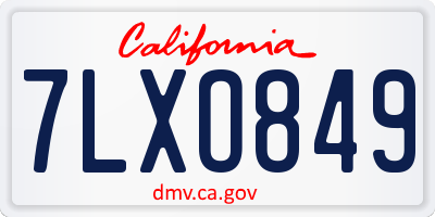 CA license plate 7LXO849