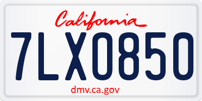 CA license plate 7LXO850