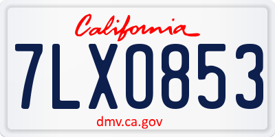 CA license plate 7LXO853