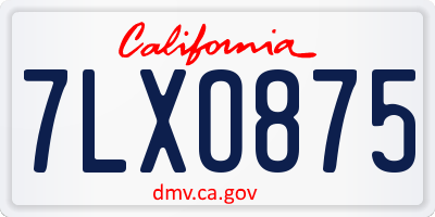 CA license plate 7LXO875