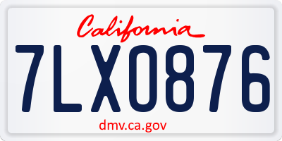 CA license plate 7LXO876