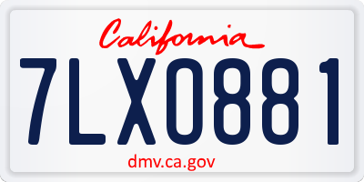 CA license plate 7LXO881