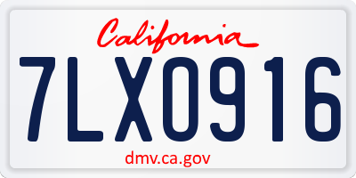 CA license plate 7LXO916