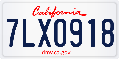 CA license plate 7LXO918