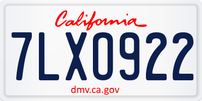 CA license plate 7LXO922