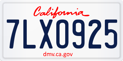 CA license plate 7LXO925