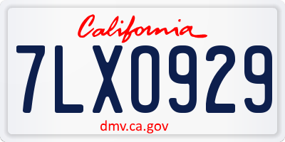 CA license plate 7LXO929