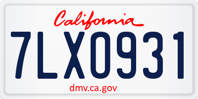 CA license plate 7LXO931