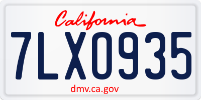 CA license plate 7LXO935