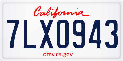 CA license plate 7LXO943
