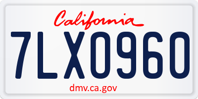 CA license plate 7LXO960