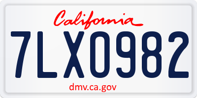 CA license plate 7LXO982