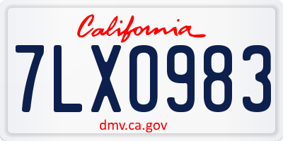 CA license plate 7LXO983