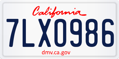 CA license plate 7LXO986