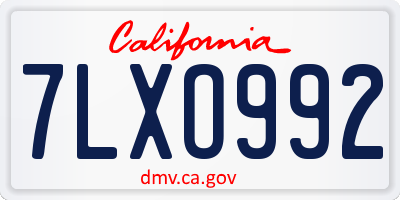 CA license plate 7LXO992