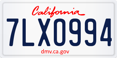 CA license plate 7LXO994