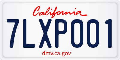 CA license plate 7LXP001