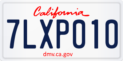 CA license plate 7LXP010