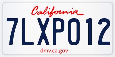 CA license plate 7LXP012