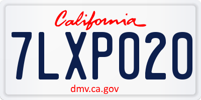 CA license plate 7LXP020