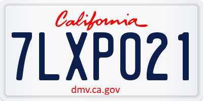 CA license plate 7LXP021