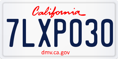 CA license plate 7LXP030