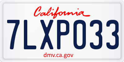 CA license plate 7LXP033