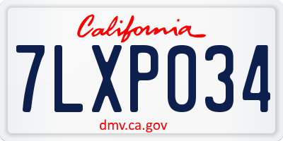 CA license plate 7LXP034