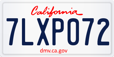 CA license plate 7LXP072
