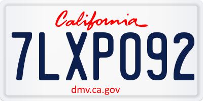 CA license plate 7LXP092