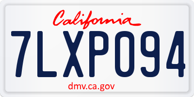 CA license plate 7LXP094