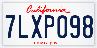 CA license plate 7LXP098