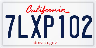 CA license plate 7LXP102