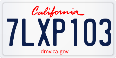 CA license plate 7LXP103