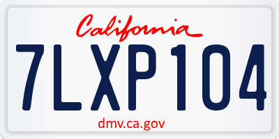 CA license plate 7LXP104