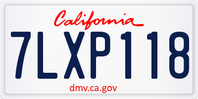 CA license plate 7LXP118