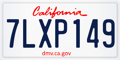 CA license plate 7LXP149