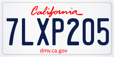 CA license plate 7LXP205