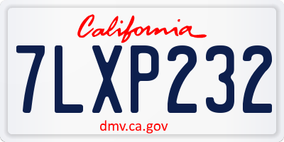 CA license plate 7LXP232