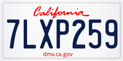 CA license plate 7LXP259
