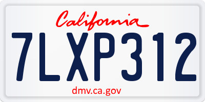 CA license plate 7LXP312