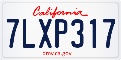 CA license plate 7LXP317