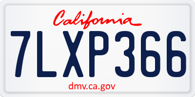 CA license plate 7LXP366