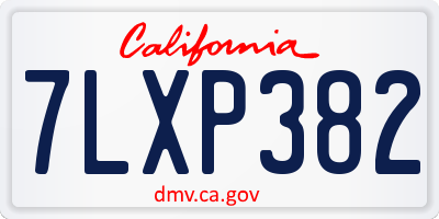 CA license plate 7LXP382