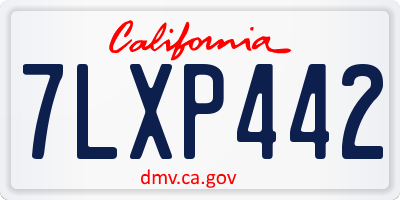 CA license plate 7LXP442