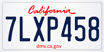 CA license plate 7LXP458